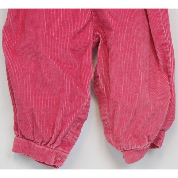 VTG Oshkosh Pink Corduroy Overalls Bubble Romper Girls 18 months Flowers Winter - Picture 4 of 8